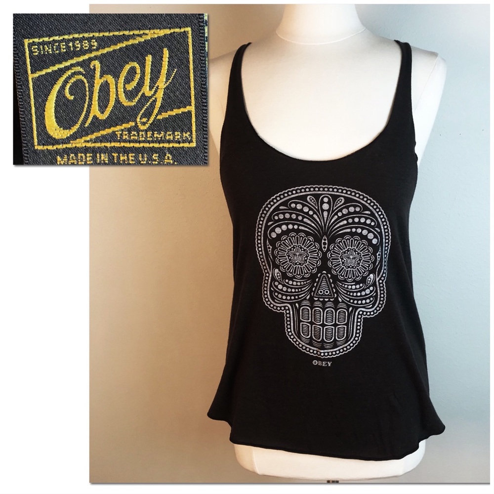Obey ladies sugar skull tank top
